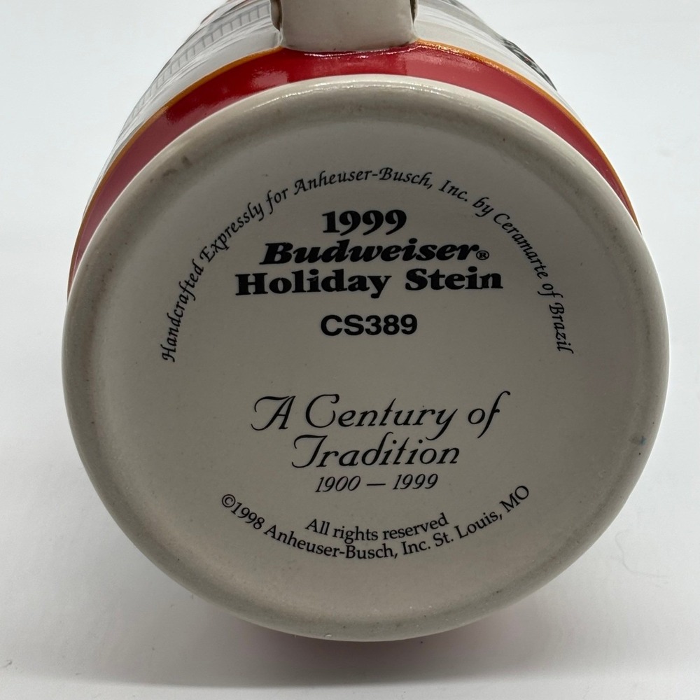 1999 Budweiser A Century of Tradition CS389 Holiday Clydesdale Beer Stein - Picture 2 of 6